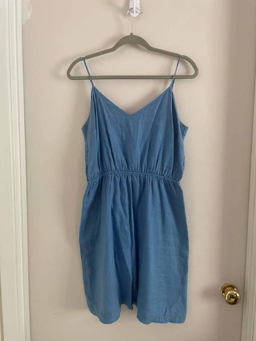 J.Crew 100% Linen Cami Dress, Steel Blue, Size M